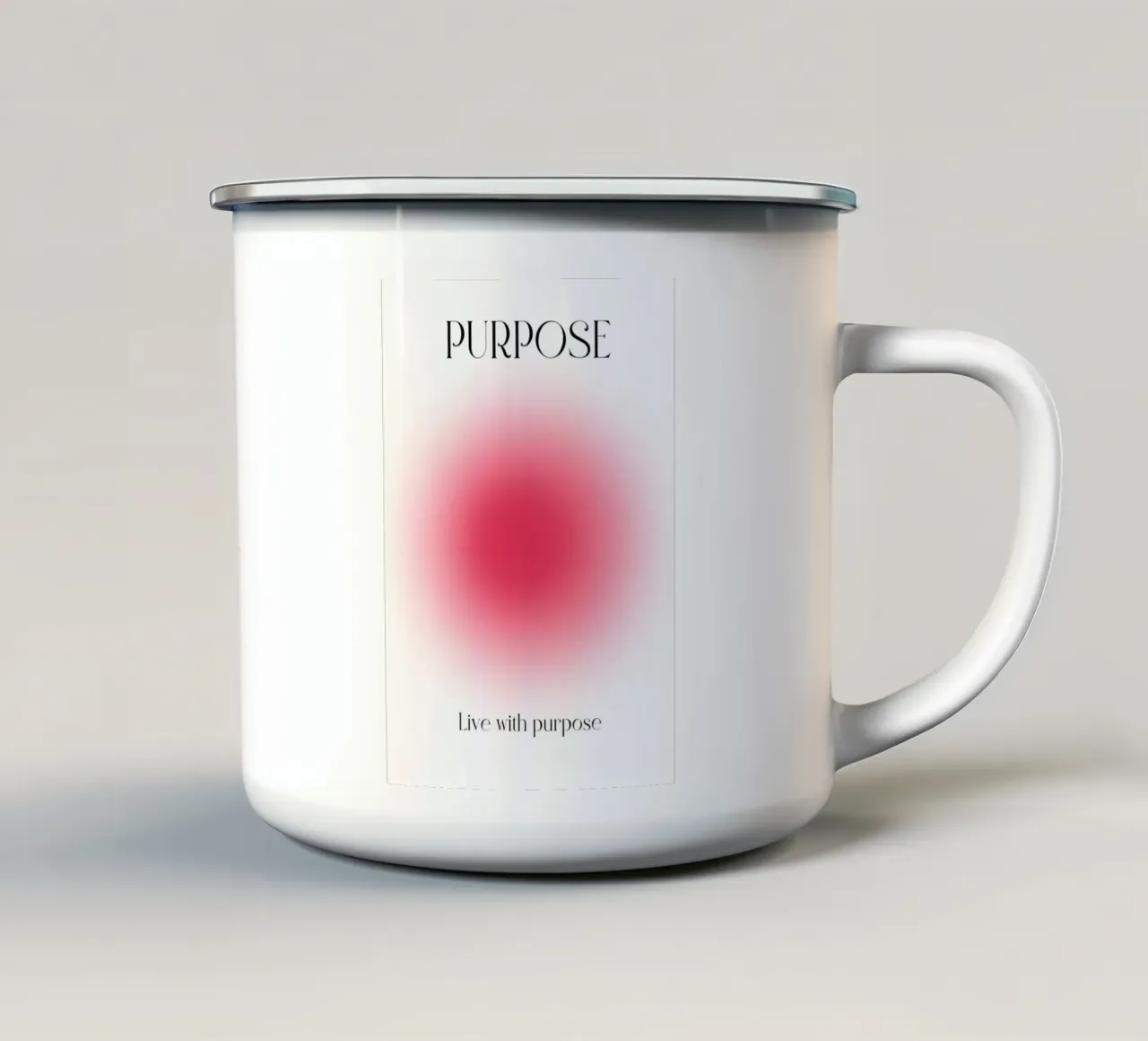 Poster artistico "PURPOSE" Live with Purpose Aura Fuchsia tazza in smalto da homdeco