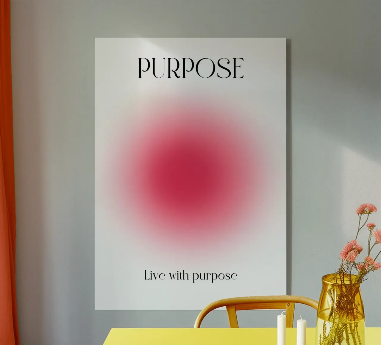 Poster artistico "PURPOSE" Live with Purpose Aura Fuchsia plexiglass da homdeco