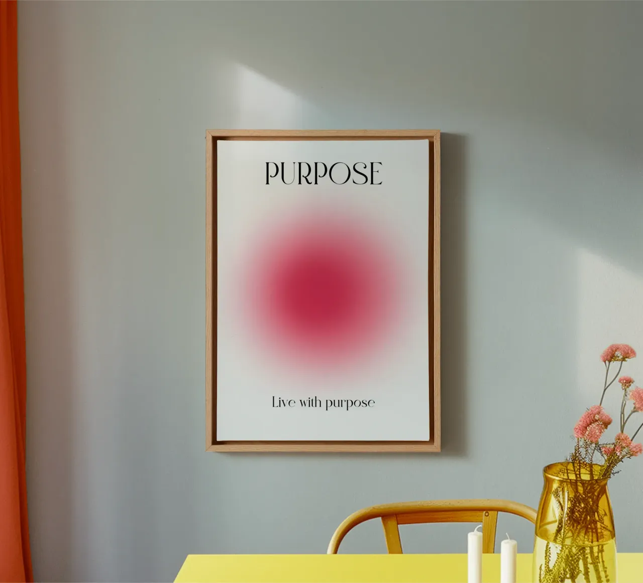 Poster artistico "PURPOSE" Live with Purpose Aura Fuchsia tela da homdeco
