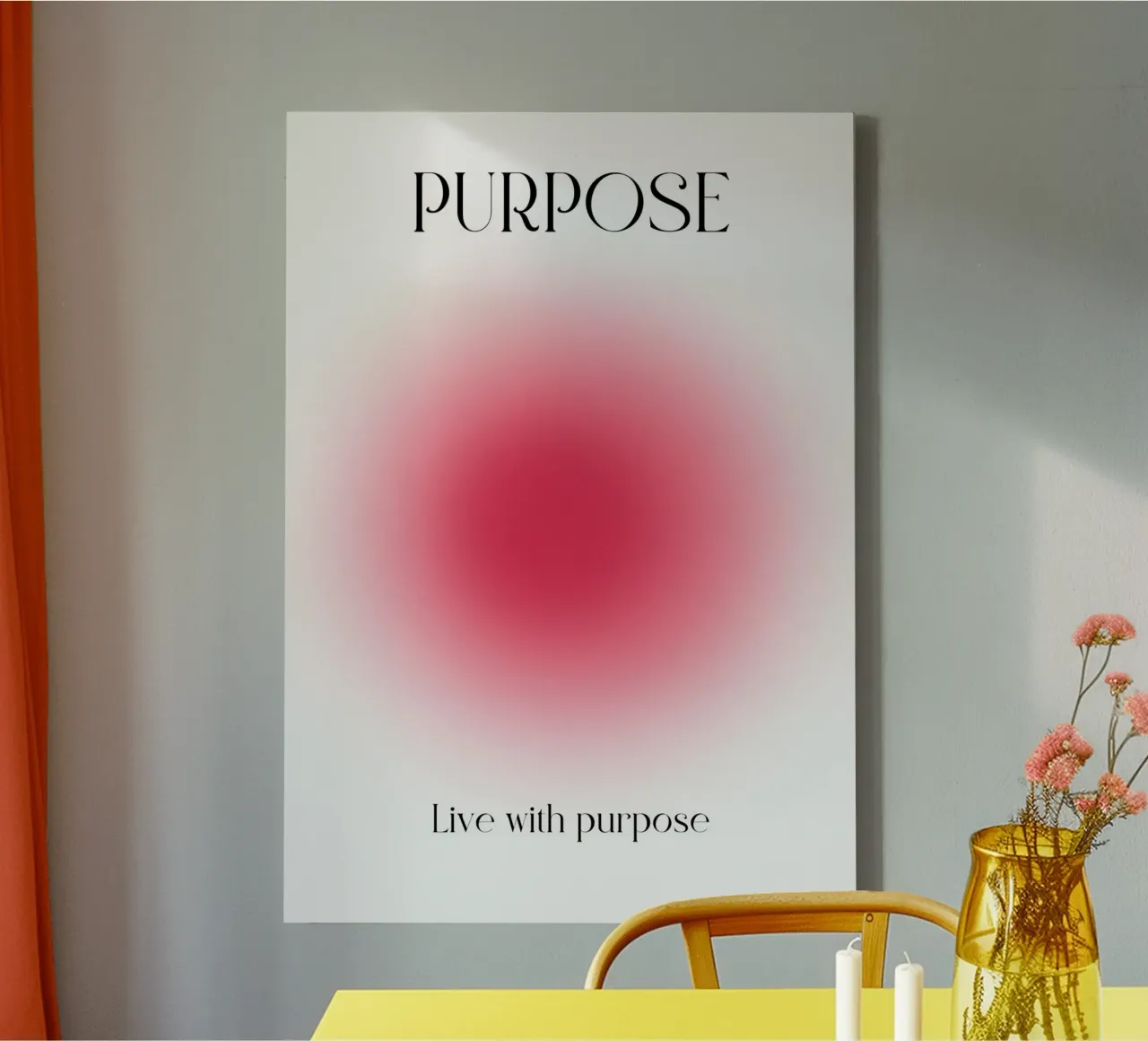 Poster artistico "PURPOSE" Live with Purpose Aura Fuchsia tela da homdeco