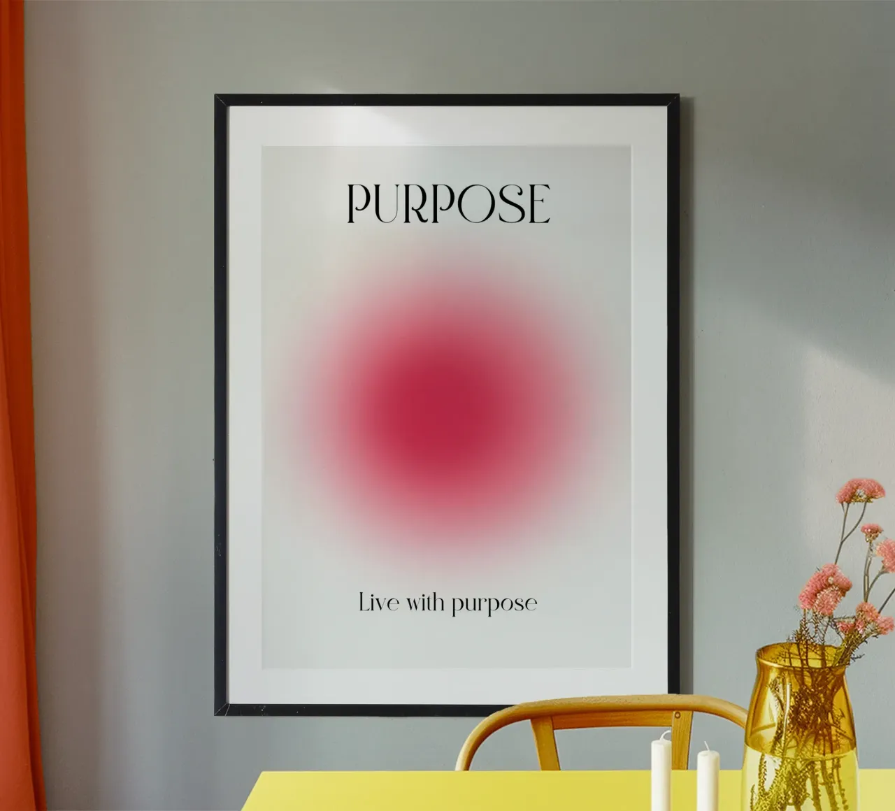 Poster artistico "PURPOSE" Live with Purpose Aura Fuchsia carta hahnemühle da homdeco