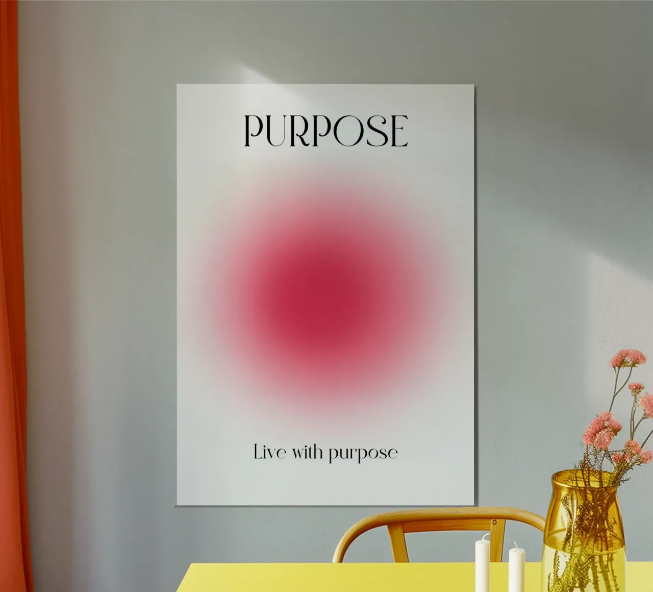 Poster artistico "PURPOSE" Live with Purpose Aura Fuchsia carta hahnemühle da homdeco