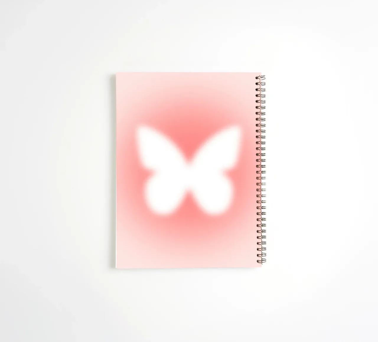 Red Peach Butterfly Aura Gradient Abstract Art Print spiral notebook by homdeco