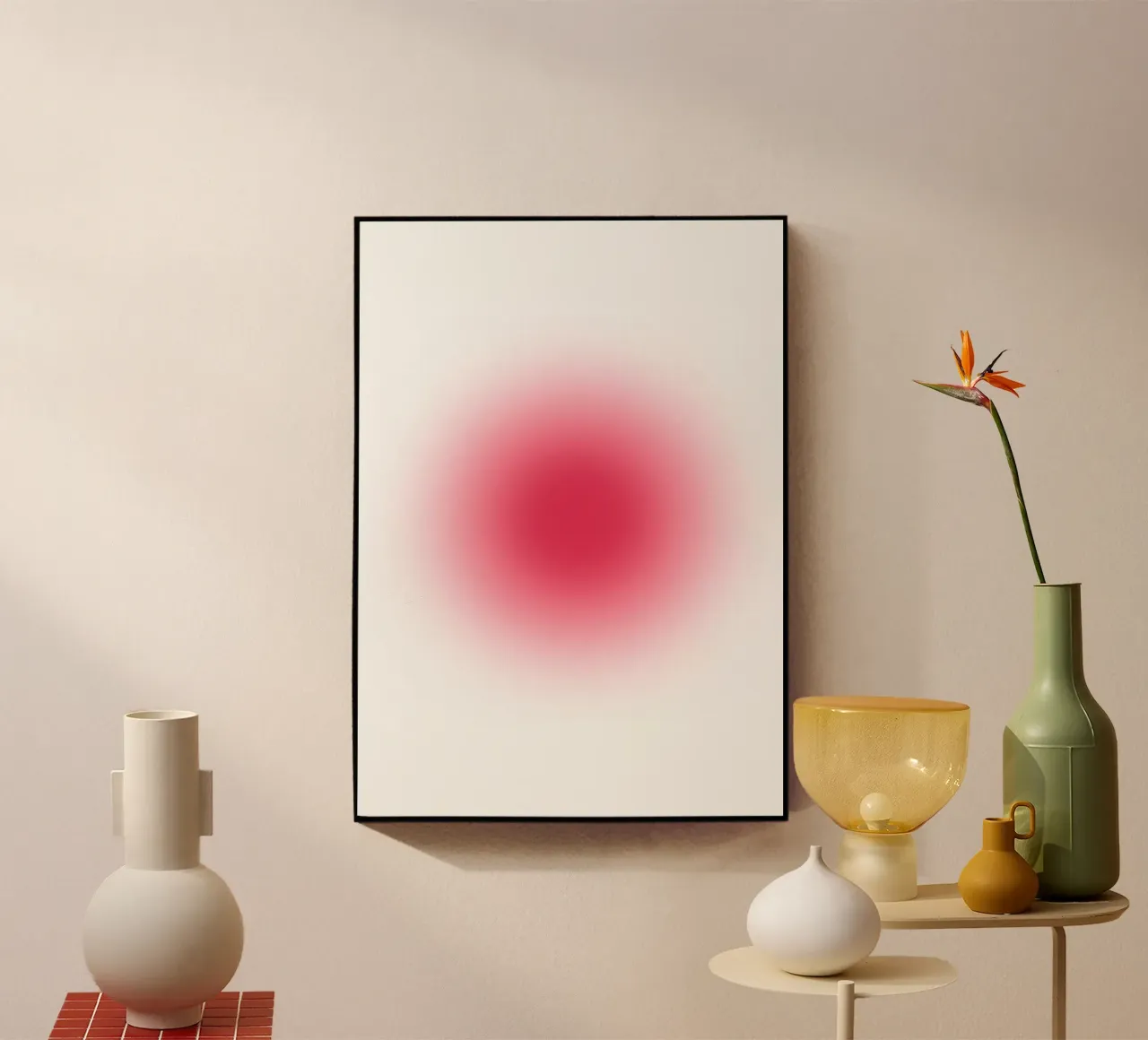 Levendige Fuchsia Roze Aura Verloop Abstracte Kunstdruk acryl van homdeco