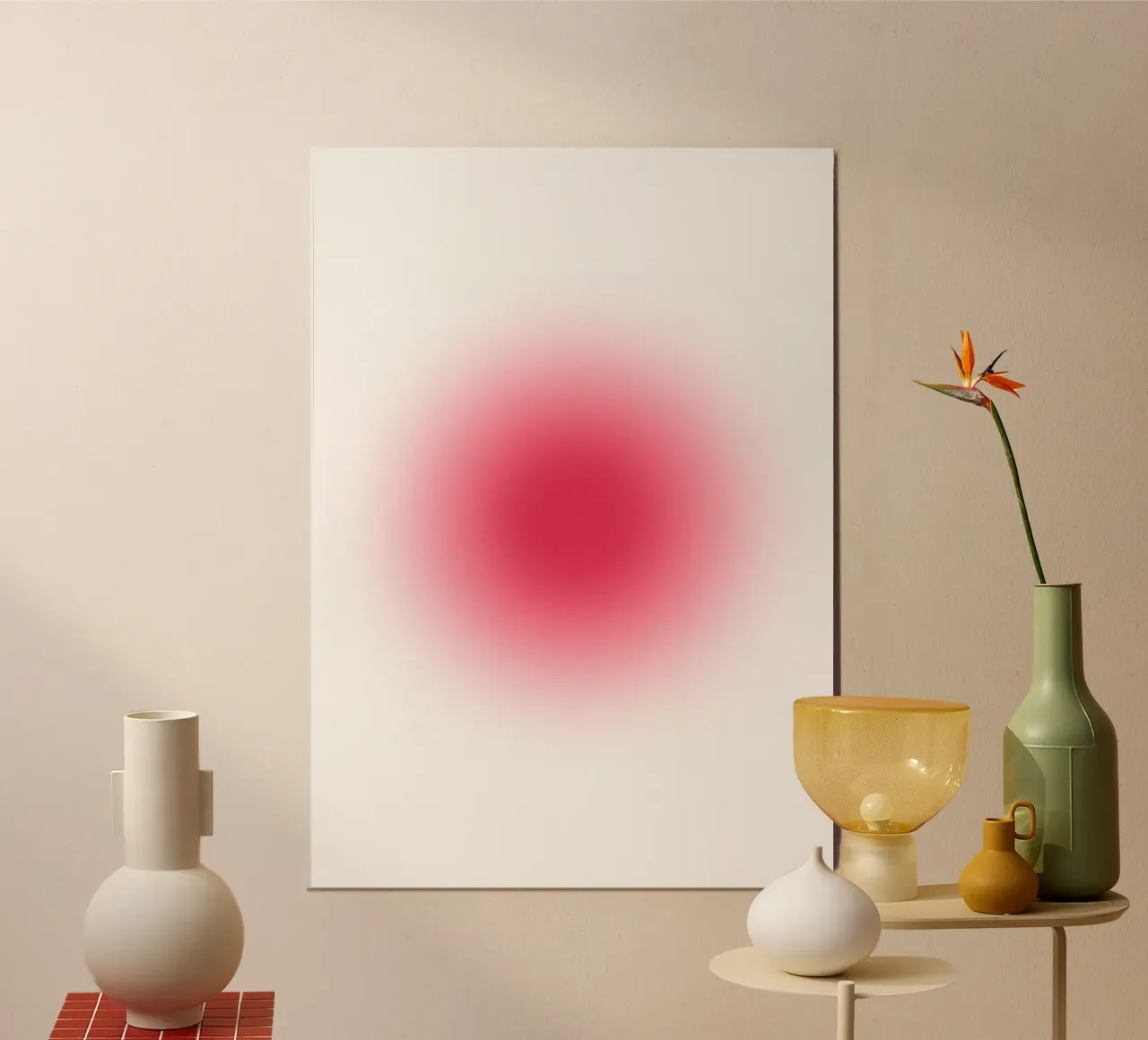 Levendige Fuchsia Roze Aura Verloop Abstracte Kunstdruk hahnemühle van homdeco