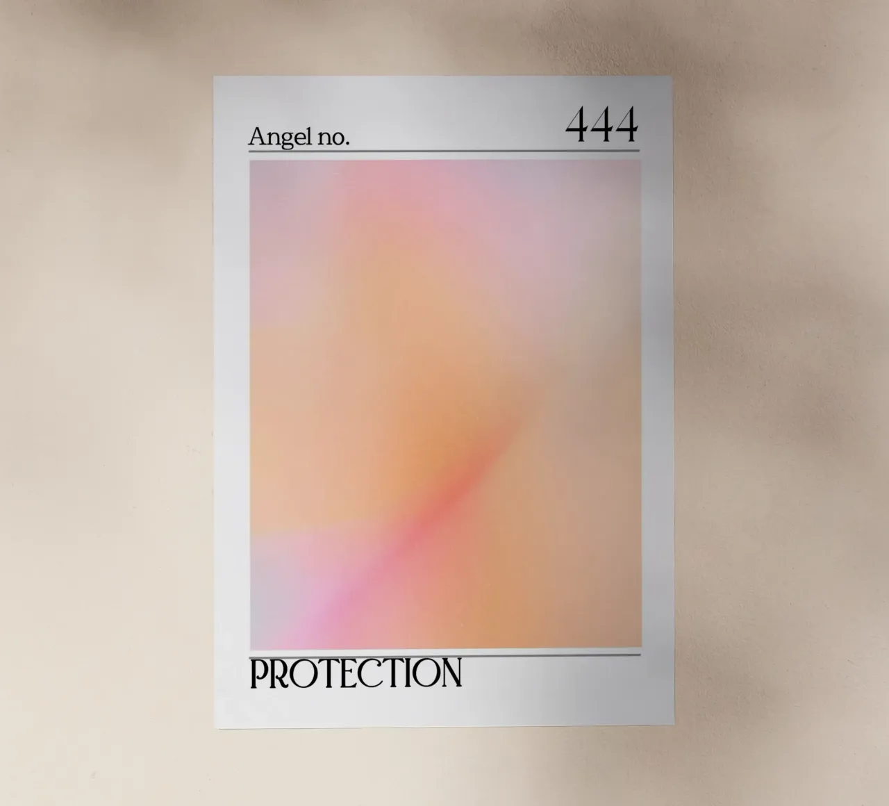 Angel No. 444 Protection Peach Pink Aura Art Print backlit film by homdeco