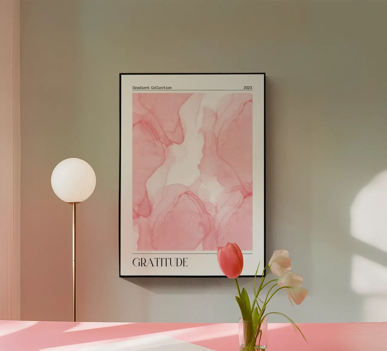 "Dankbaarheid" Roze Marmer Abstract Kleurverloop Collectie 2023 acryl van homdeco