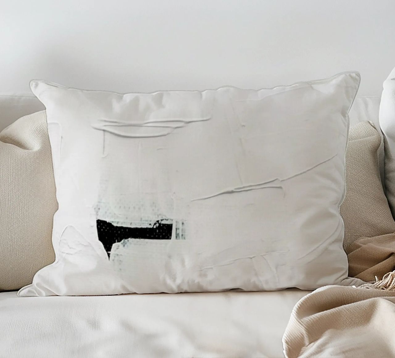 Minimal White Abstract cuscino da Ingrid Beddoes