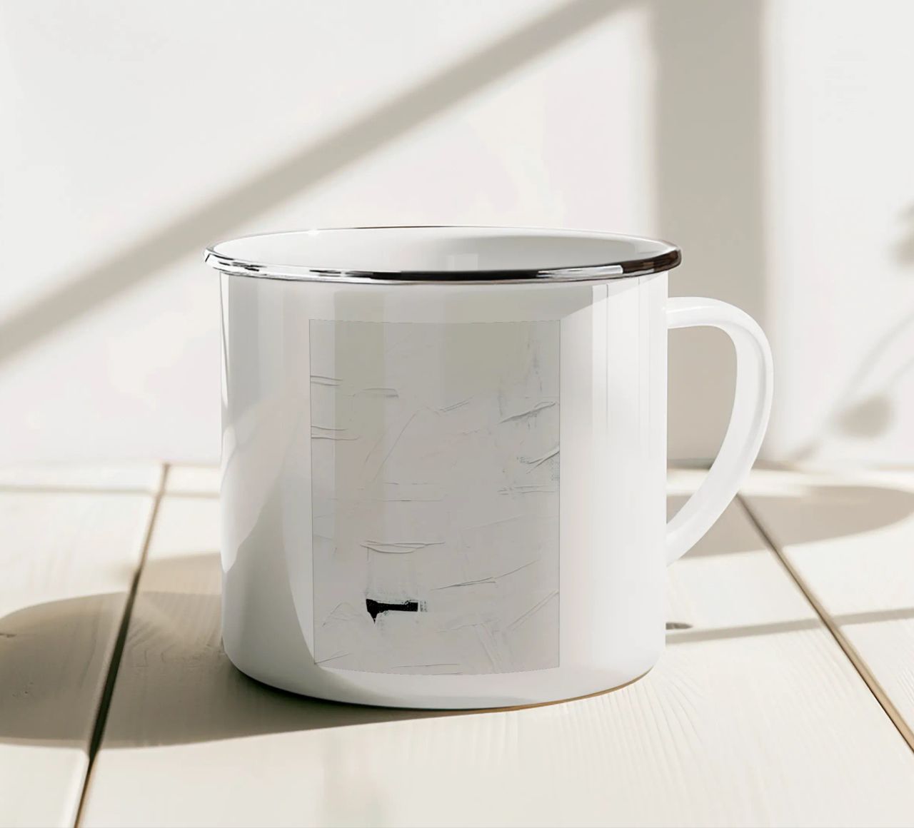 Minimal White Abstract tazza in smalto da Ingrid Beddoes