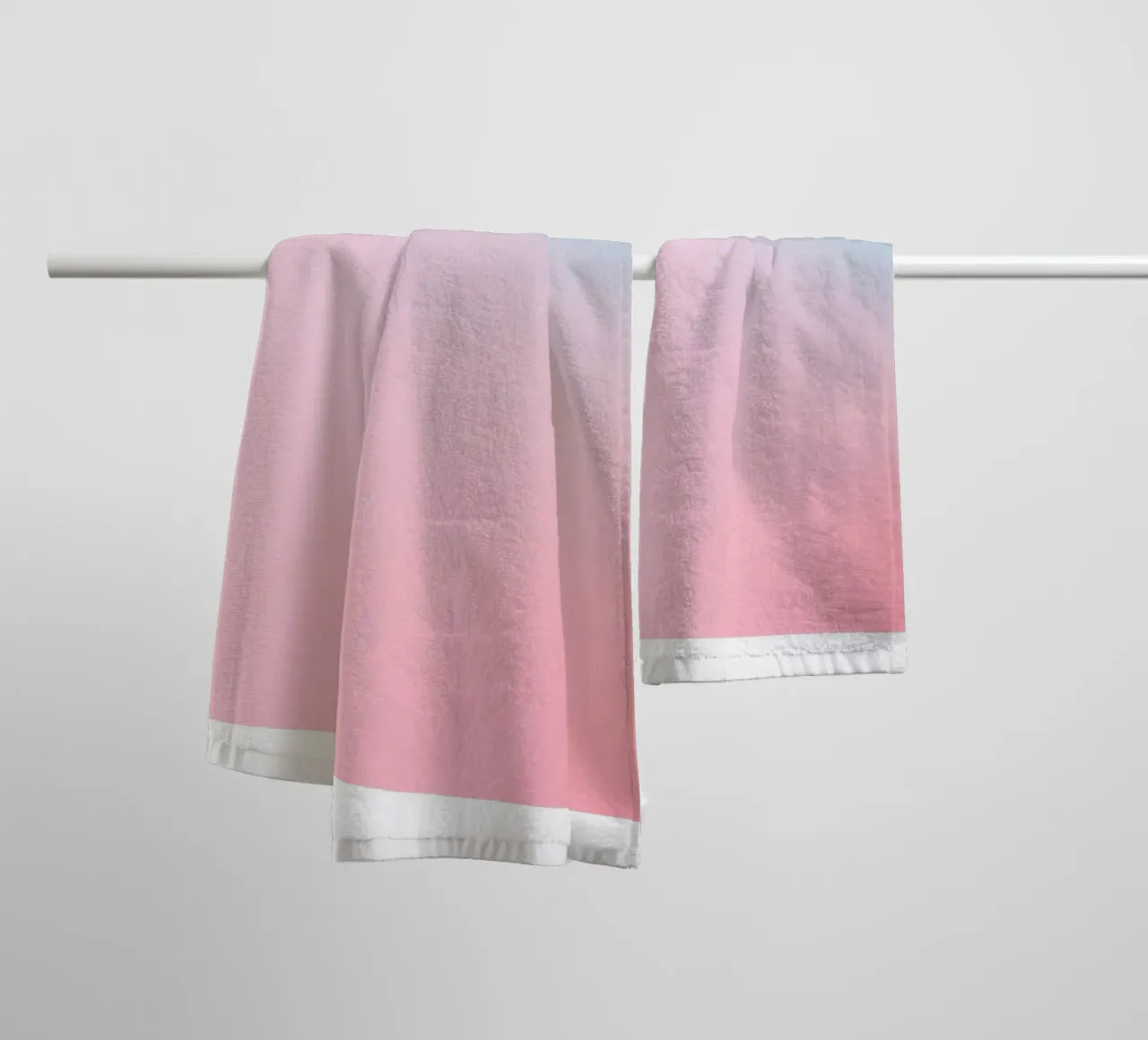Pastel Sunset Blue Pink Gradient Abstract Wall Art Print towel by homdeco