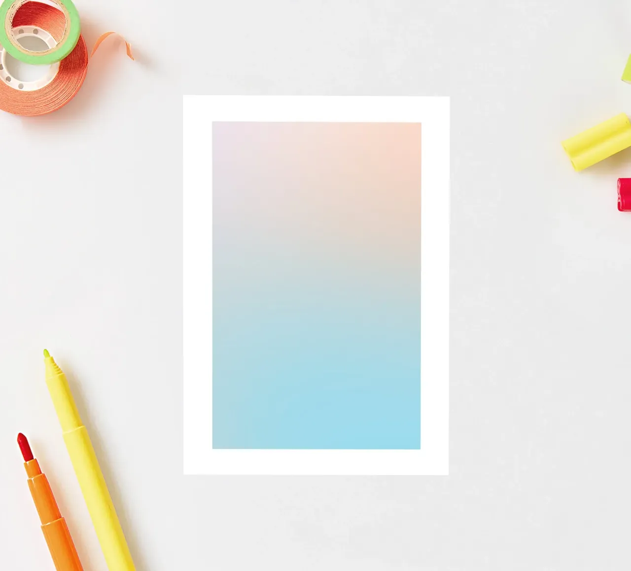 Serene Peach Blue Gradient Abstract Wall Art Print Sticker von homdeco
