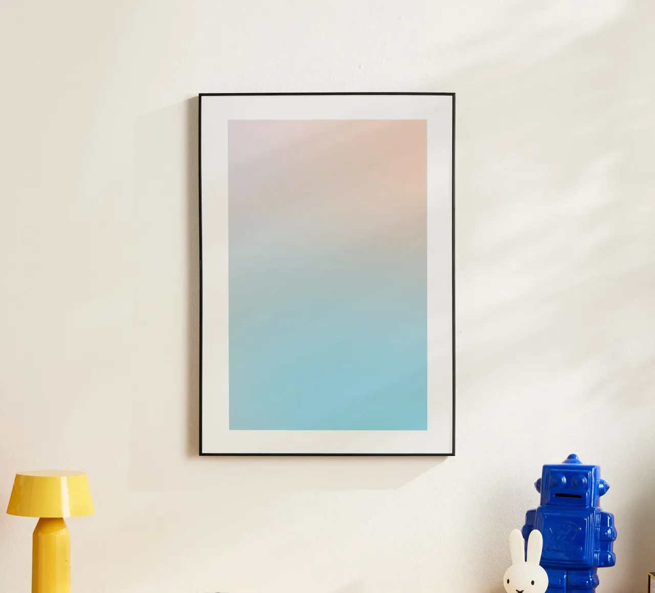 Serene Peach Blue Gradient Abstract Wall Art Print alu-dibond by homdeco