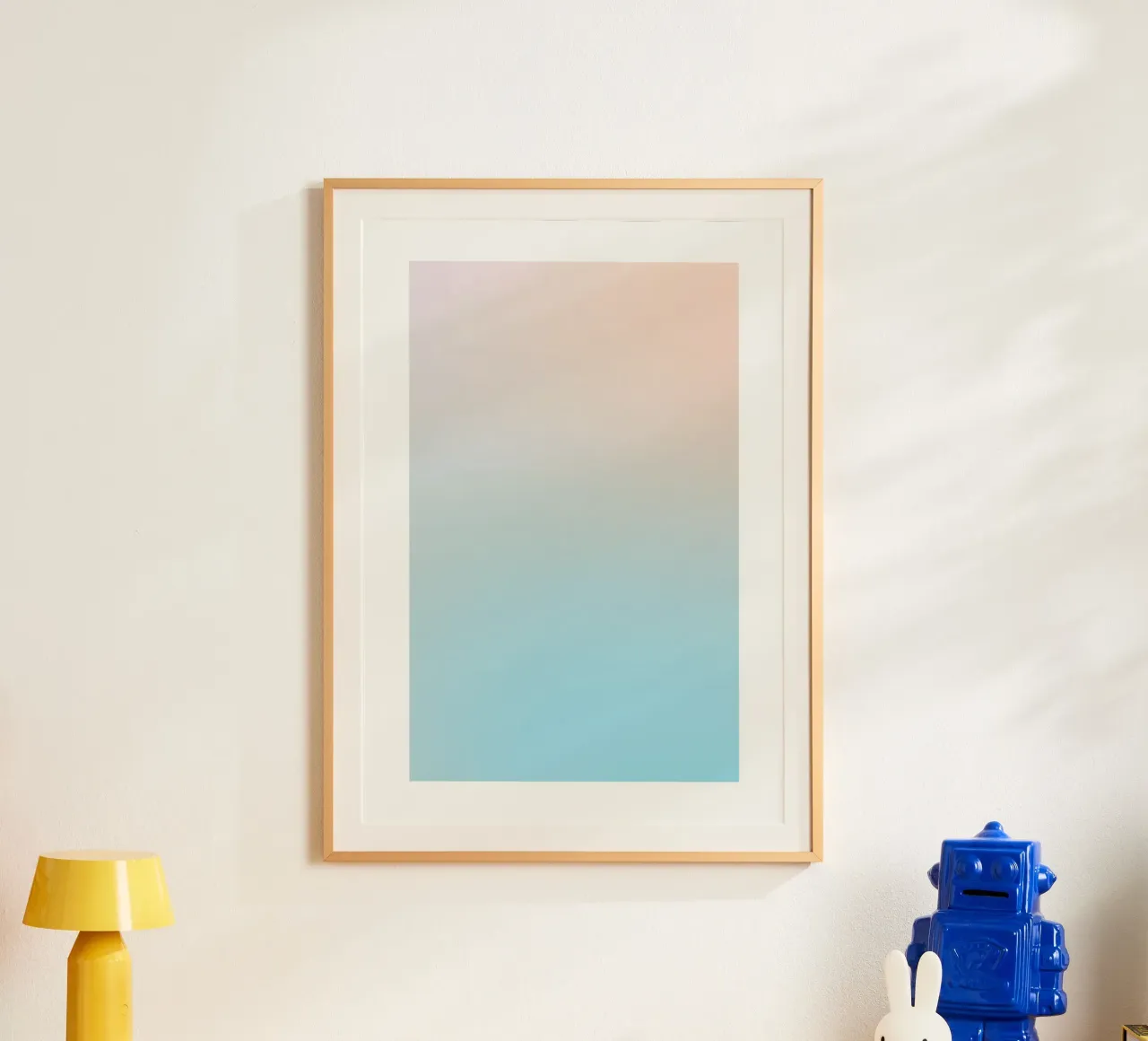 Serene Peach Blue Gradient Abstract Wall Art Print Hahnemühle von homdeco