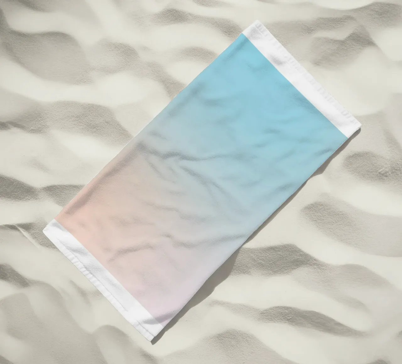 Serene Peach Blue Gradient Abstract Wall Art Print beach towel by homdeco