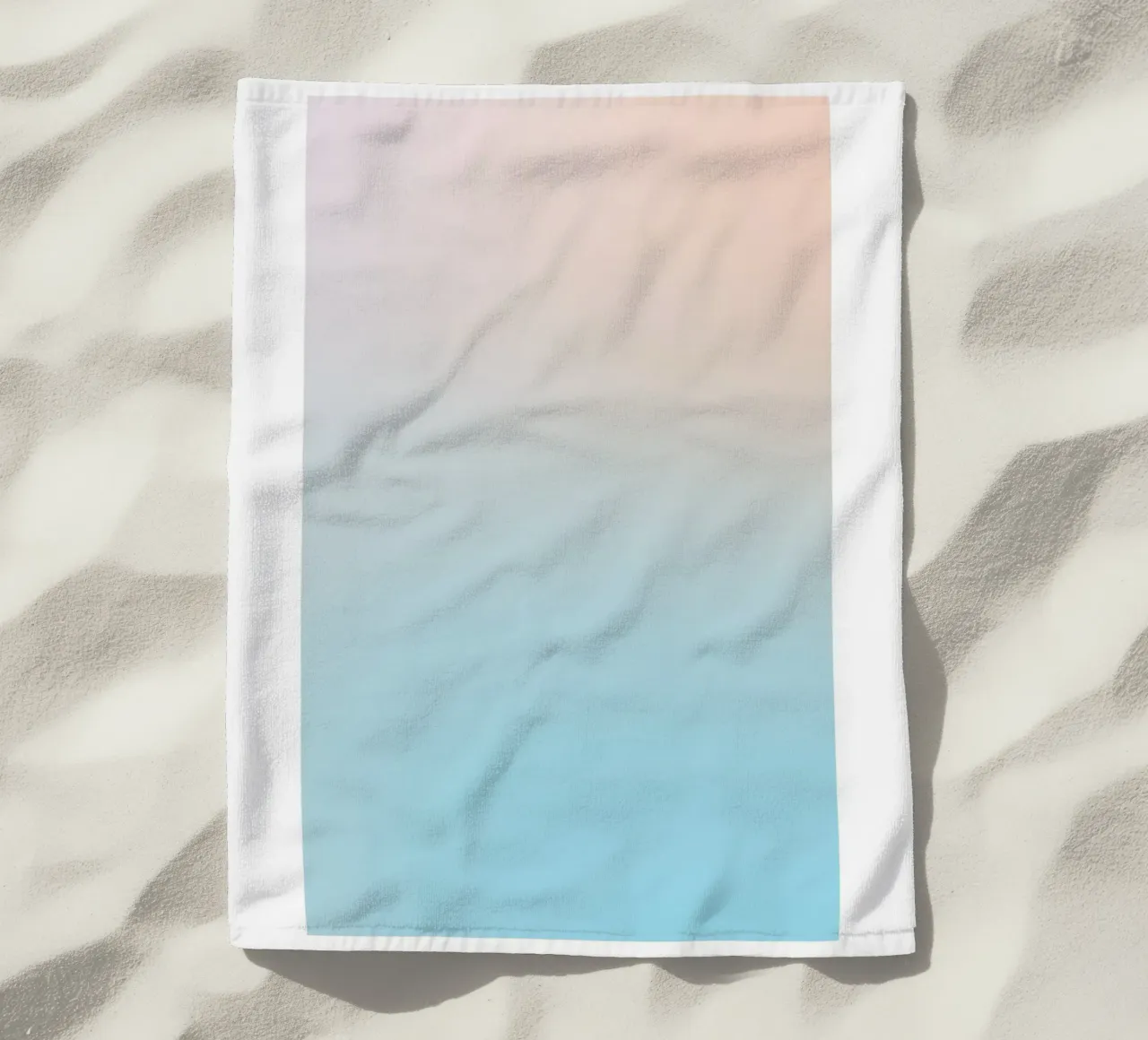 Serene Peach Blue Gradient Abstract Wall Art Print beach towel by homdeco