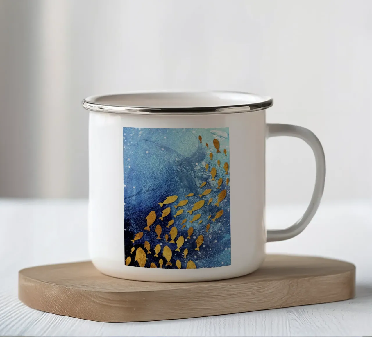 goldfish abstract art tazza in smalto da vintageshop
