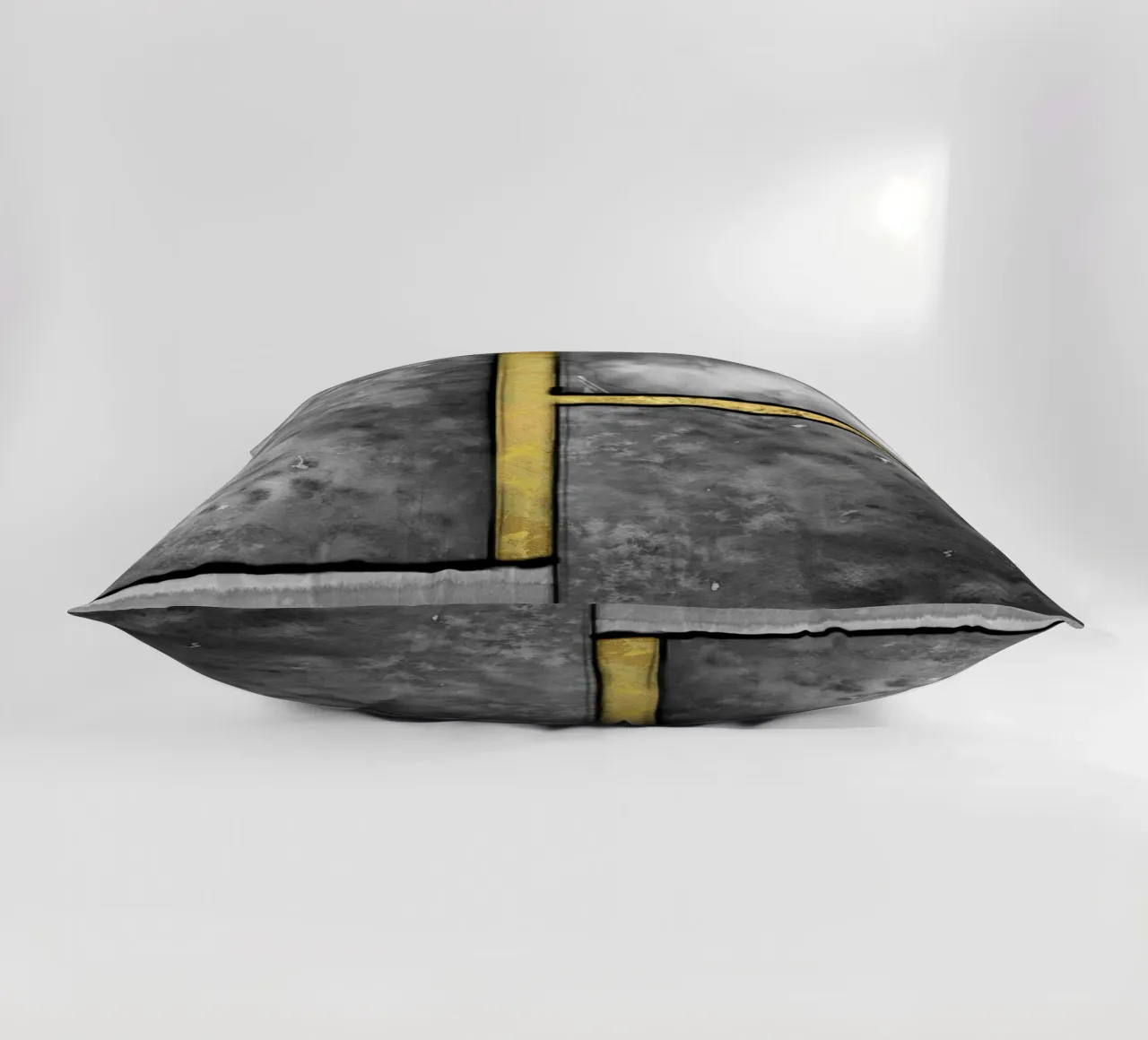 abstract art gray paintings with golden lines cuscino da vintageshop