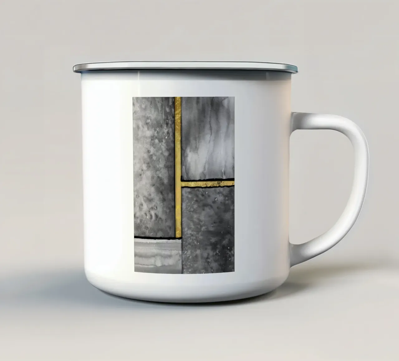 abstract art gray paintings with golden lines tazza in smalto da vintageshop