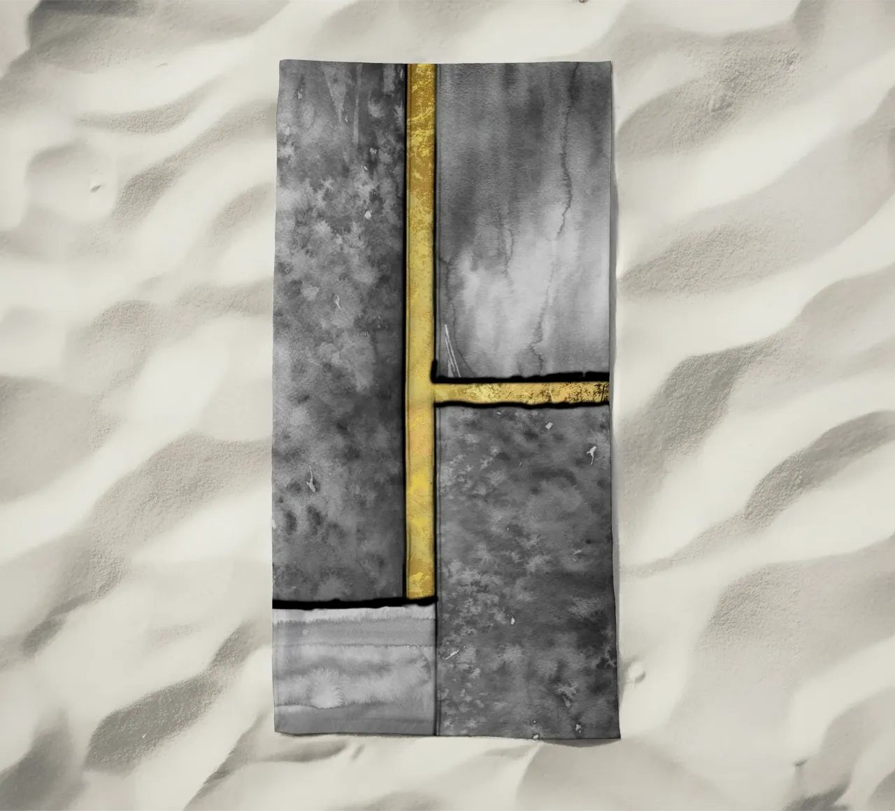 abstract art gray paintings with golden lines telo mare da vintageshop