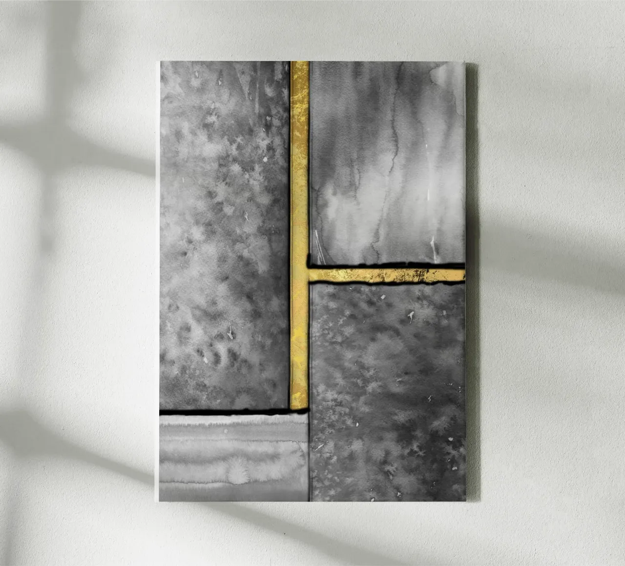 abstract art gray paintings with golden lines tela da vintageshop
