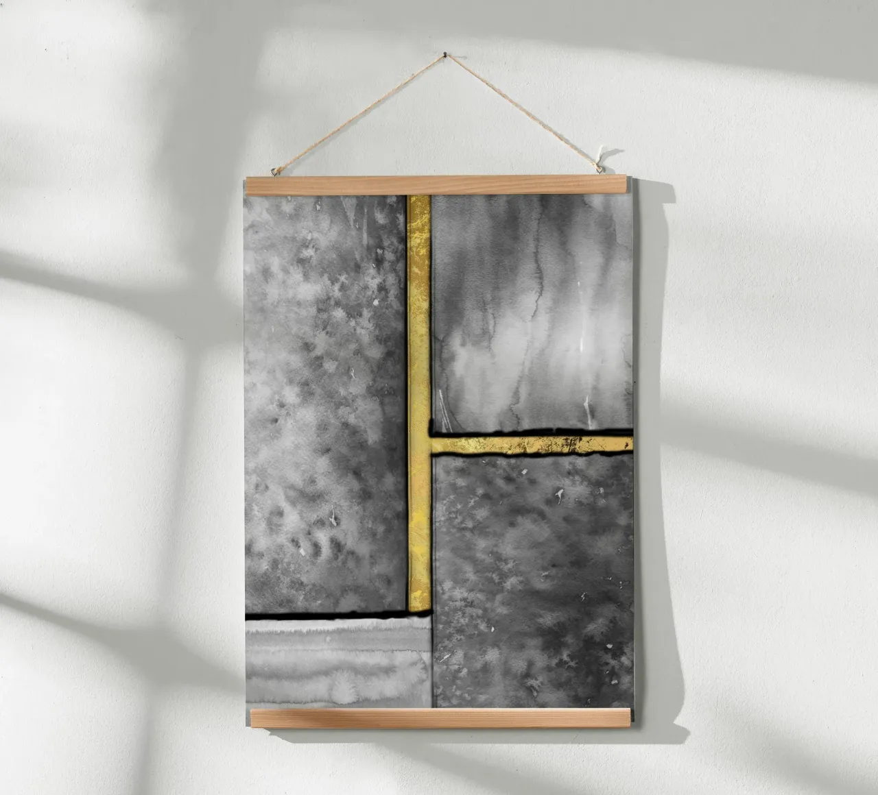 abstract art gray paintings with golden lines carta hahnemühle da vintageshop