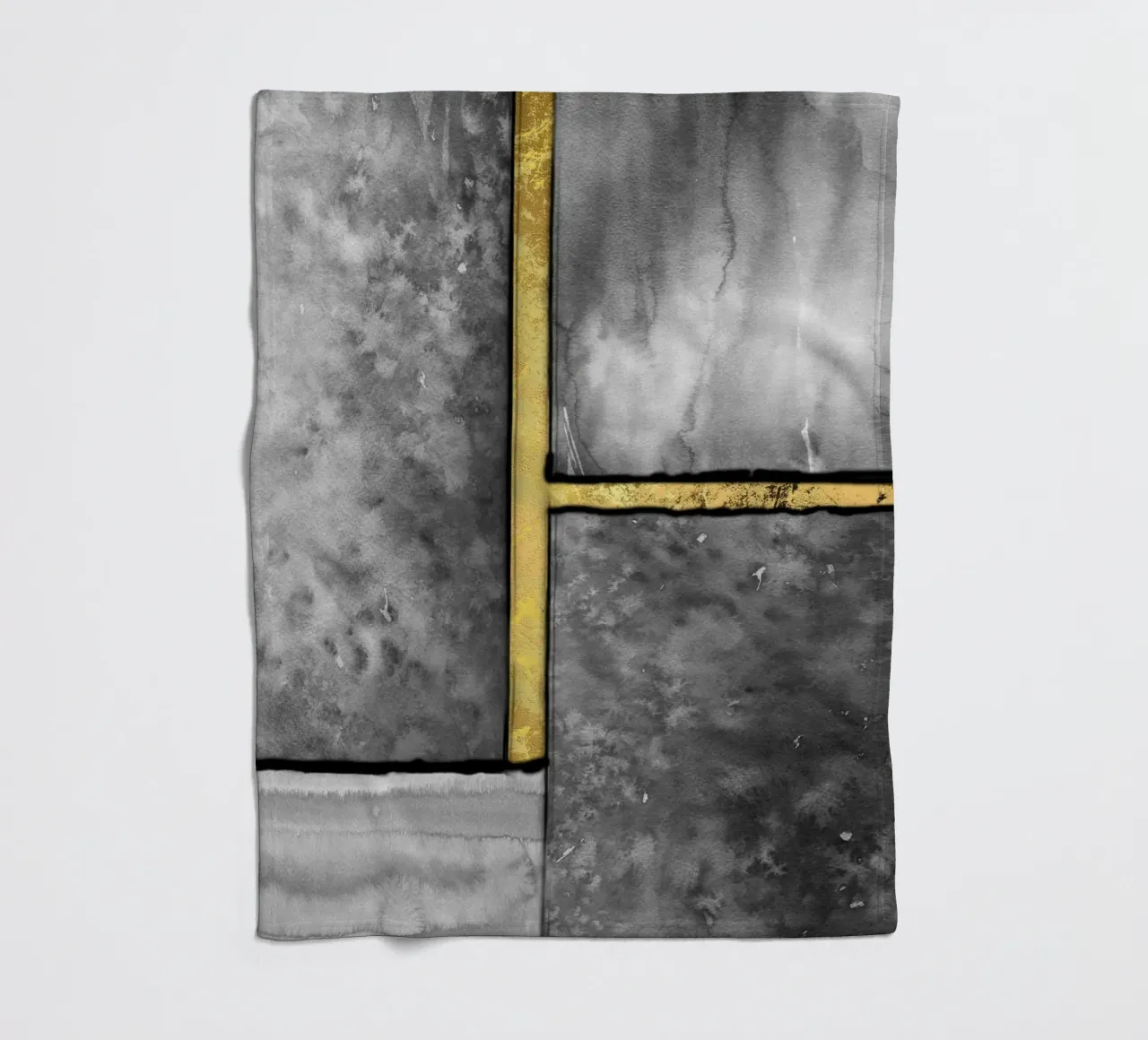 abstract art gray paintings with golden lines coperta in pile da vintageshop