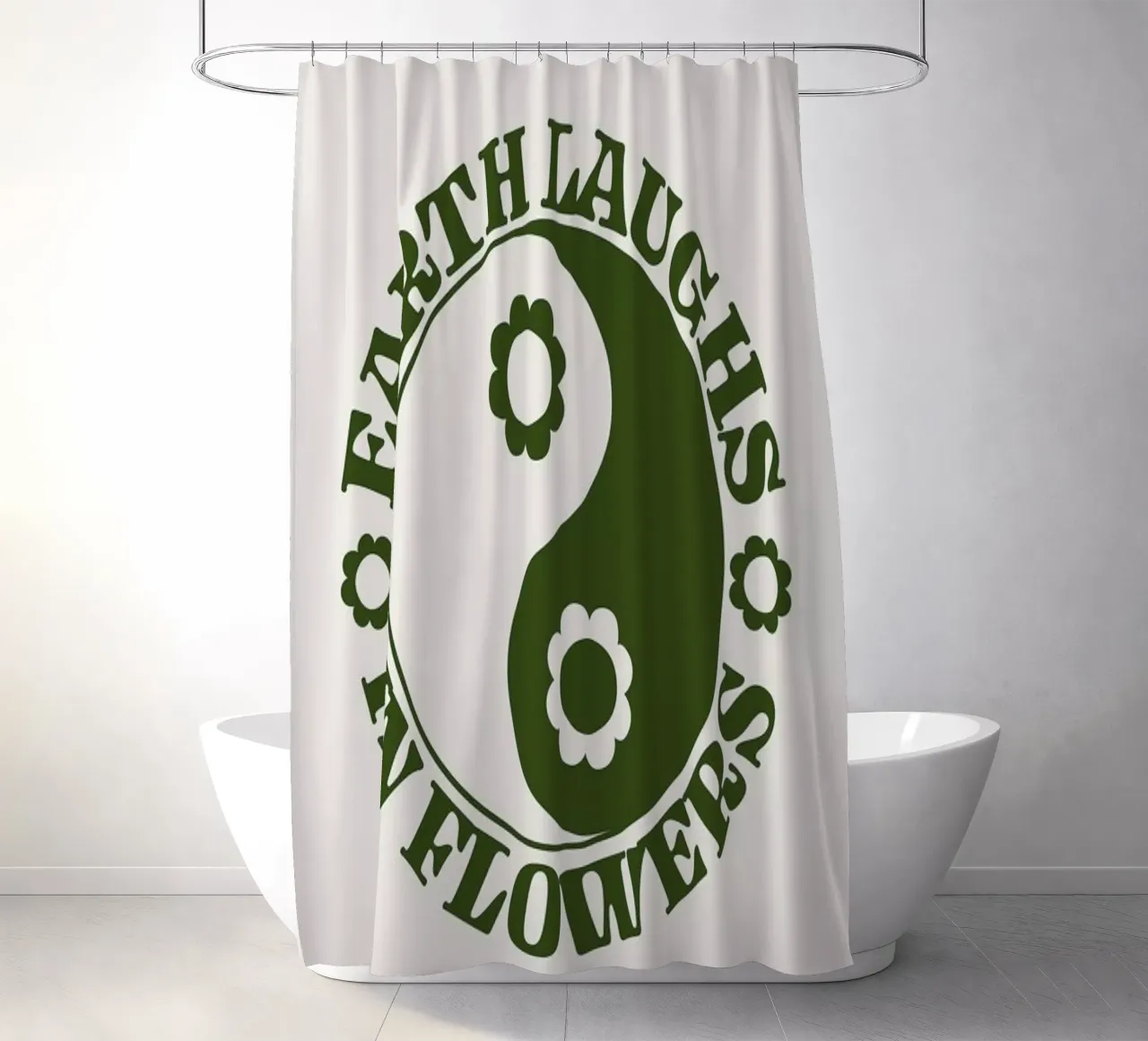 Heart Laughs In Flowers shower curtain by cafelab