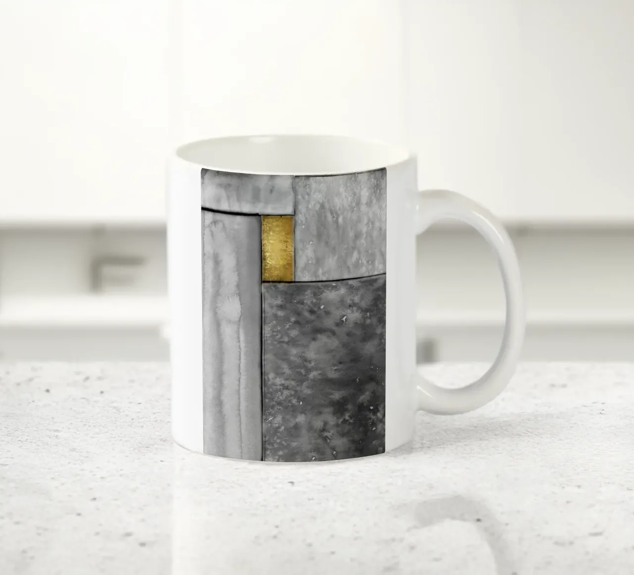 Abstract art gray a golden square tazza in ceramica da vintageshop