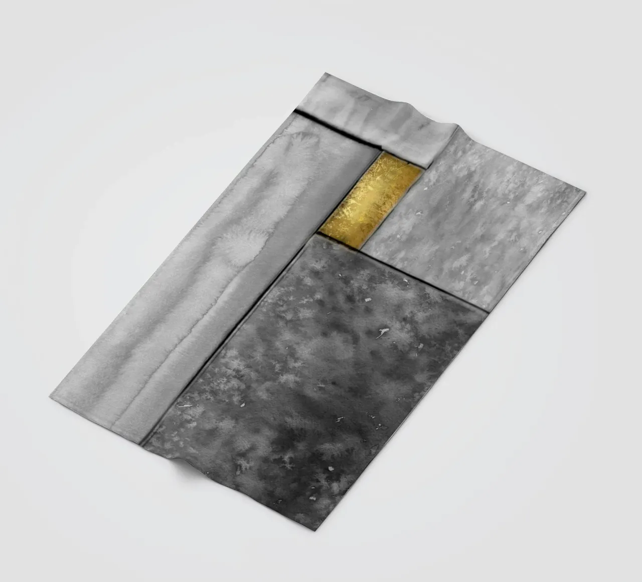 Abstract art gray a golden square coperta in pile da vintageshop