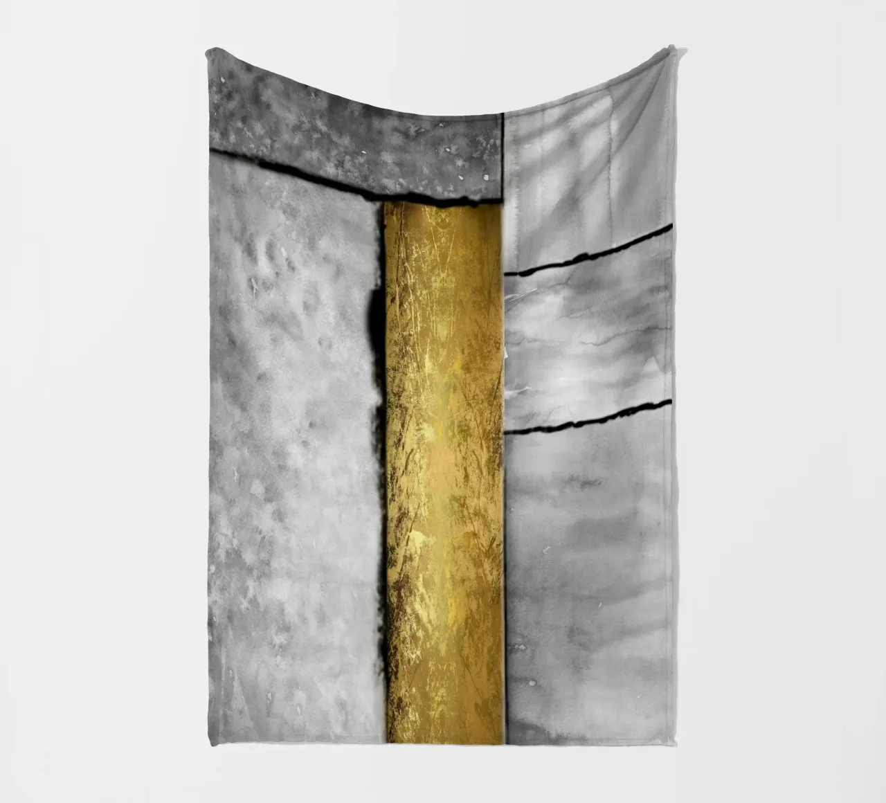 Gray abstract art a golden rectangle coperta in pile da vintageshop