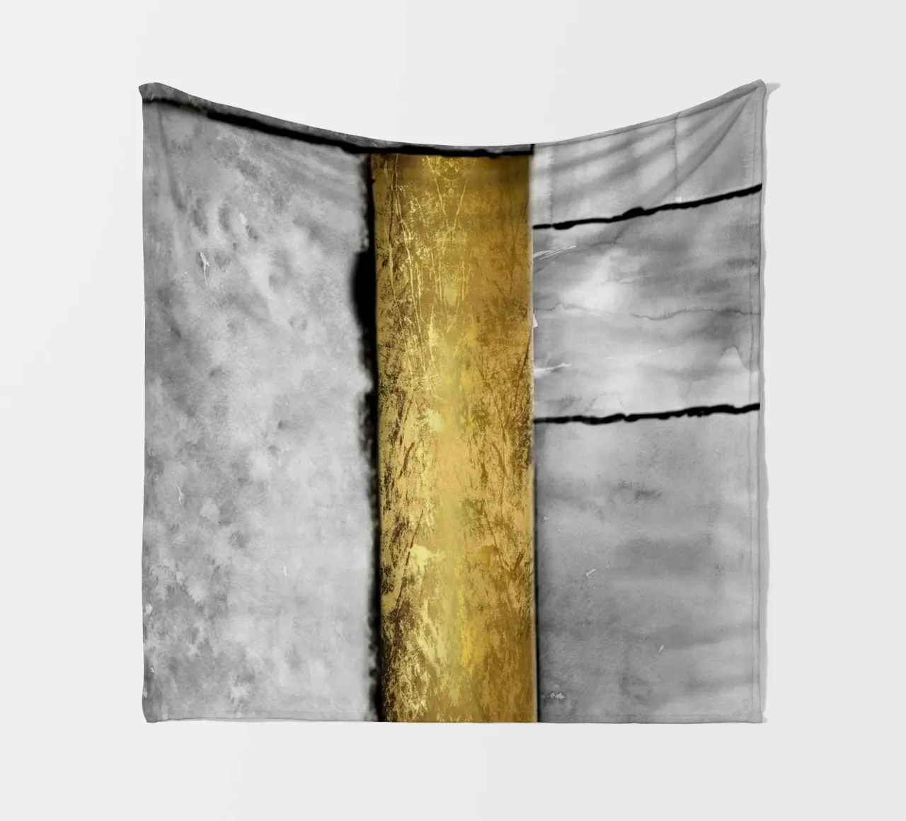 Gray abstract art a golden rectangle coperta in pile da vintageshop