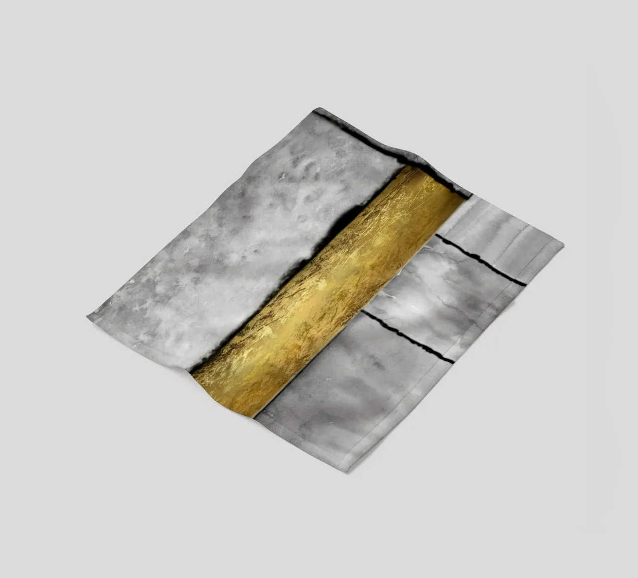 Gray abstract art a golden rectangle coperta in pile da vintageshop