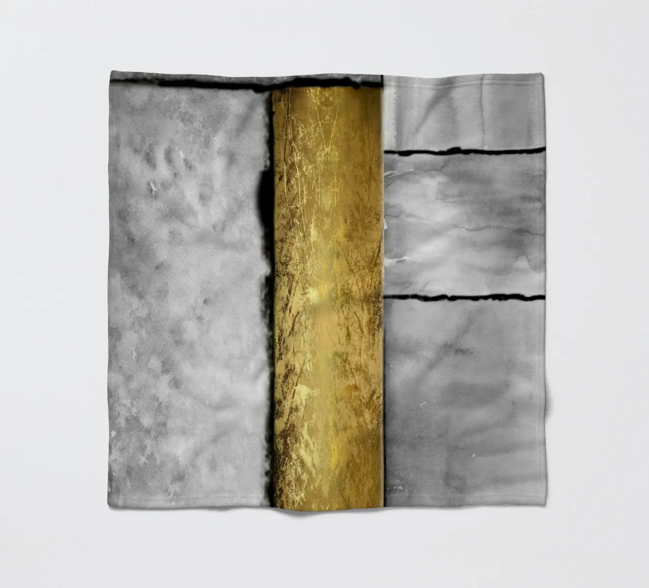 Gray abstract art a golden rectangle coperta in pile da vintageshop