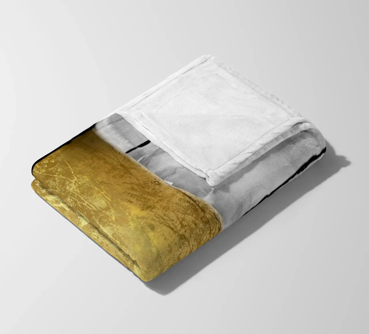 Gray abstract art a golden rectangle coperta in pile da vintageshop