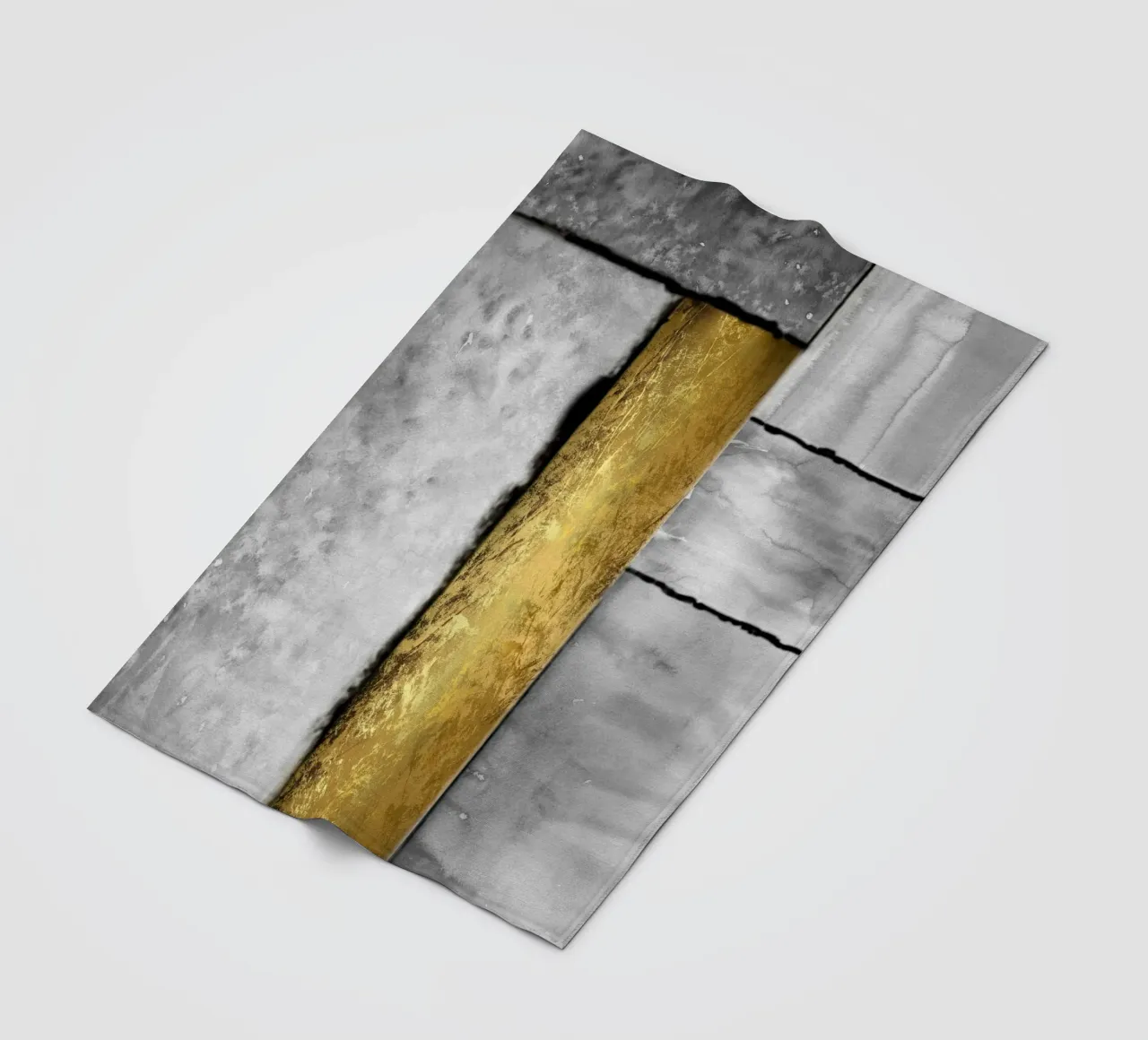 Gray abstract art a golden rectangle coperta in pile da vintageshop