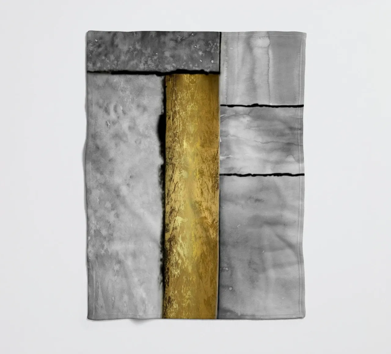 Gray abstract art a golden rectangle coperta in pile da vintageshop
