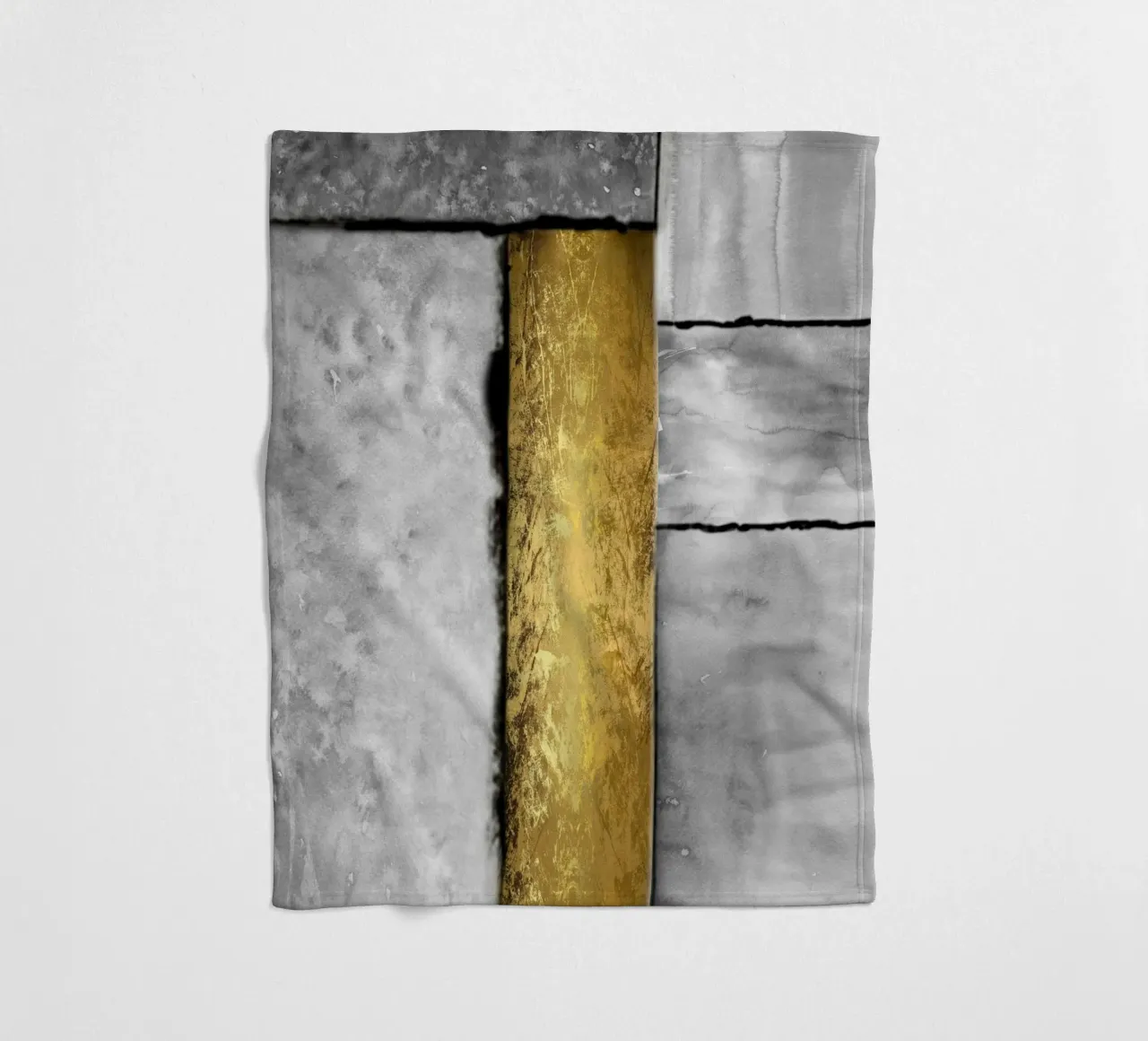 Gray abstract art a golden rectangle coperta in pile da vintageshop