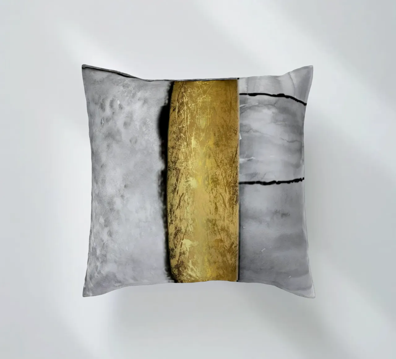 Gray abstract art a golden rectangle cuscino da vintageshop