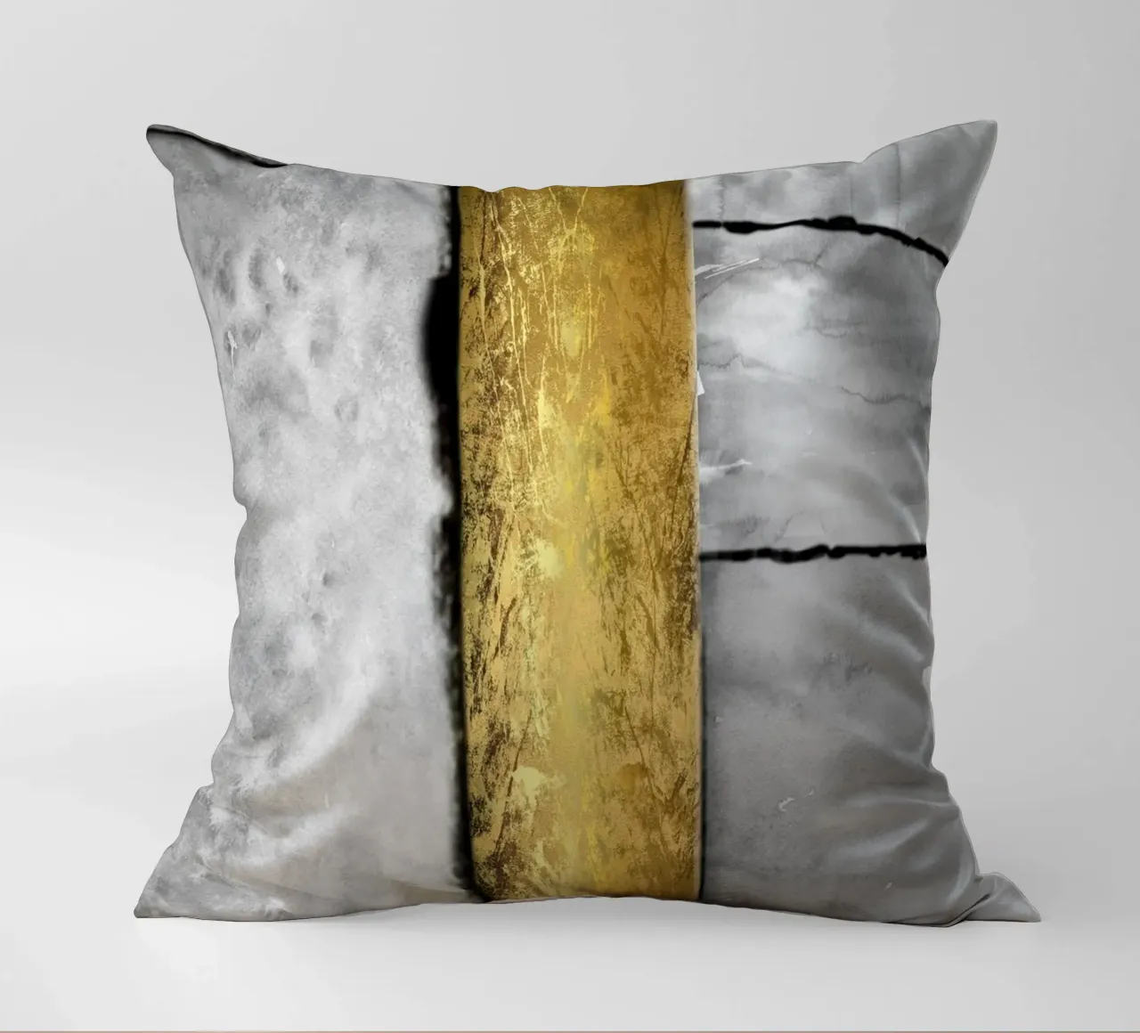 Gray abstract art a golden rectangle cuscino da vintageshop