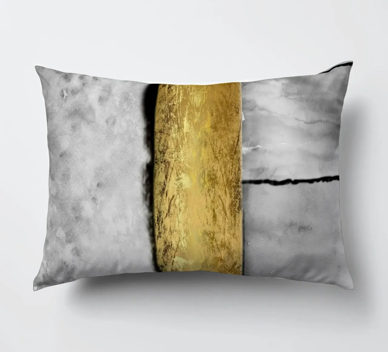 Gray abstract art a golden rectangle cuscino da vintageshop