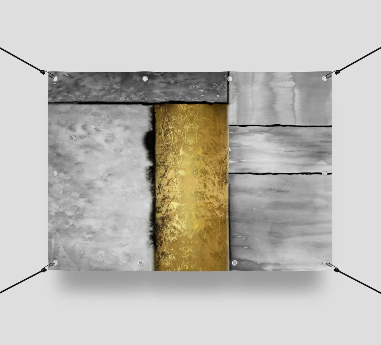 Gray abstract art a golden rectangle telo in pvc da vintageshop