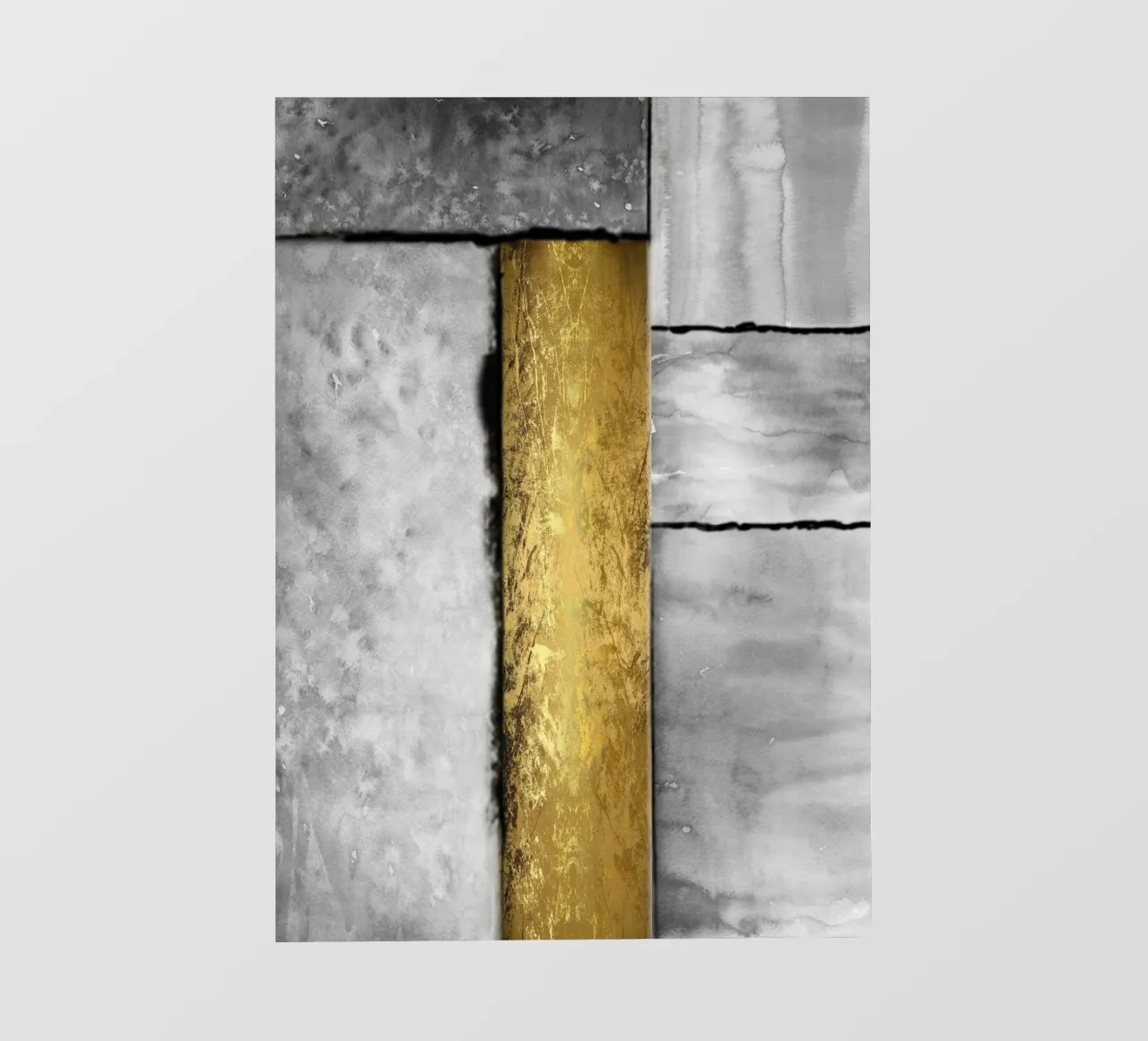 Gray abstract art a golden rectangle telo in pvc da vintageshop