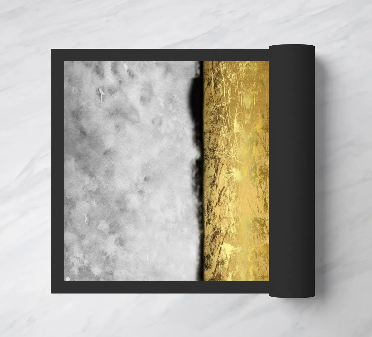 Gray abstract art a golden rectangle zerbino da vintageshop