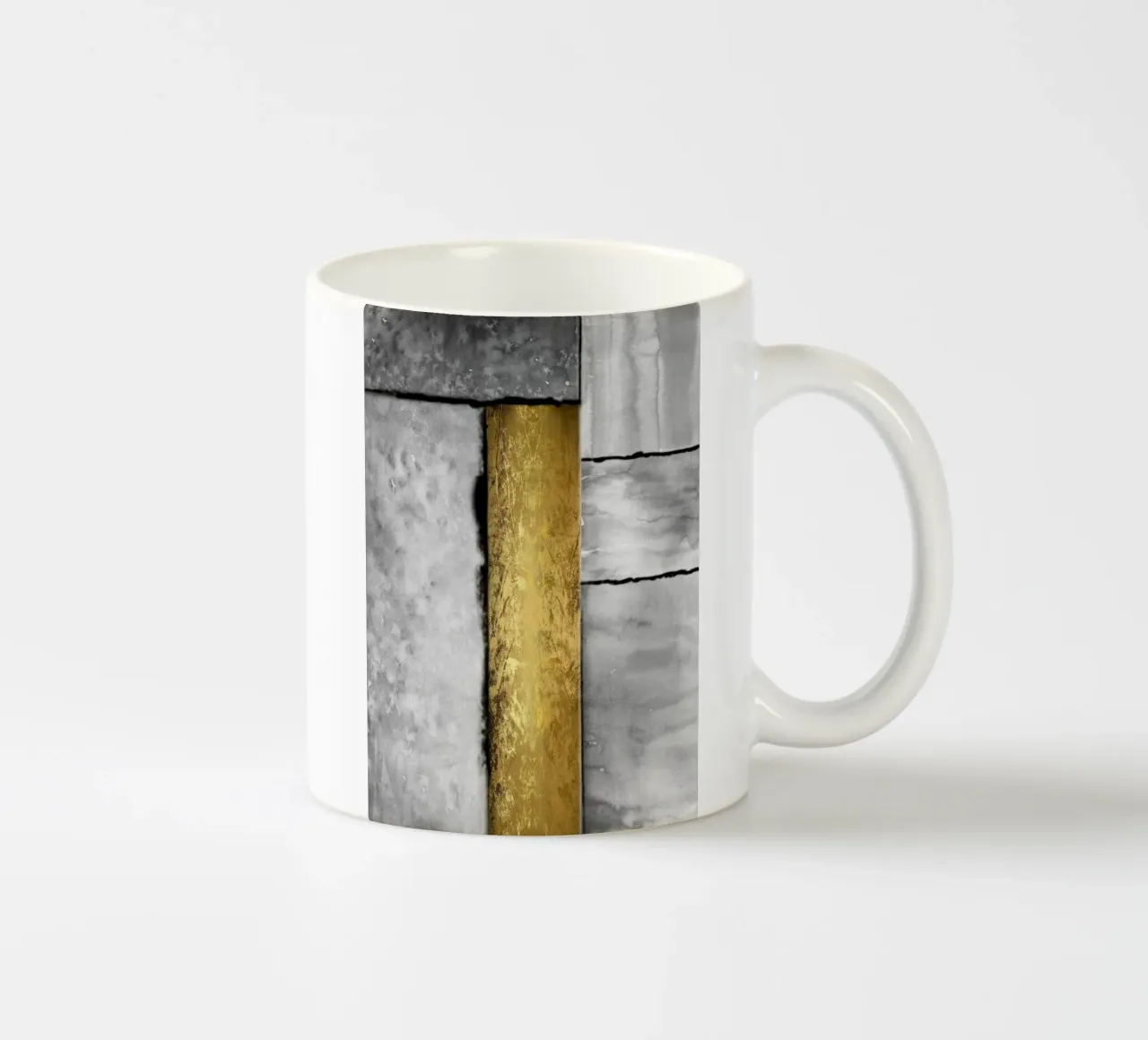 Gray abstract art a golden rectangle tazza in ceramica da vintageshop