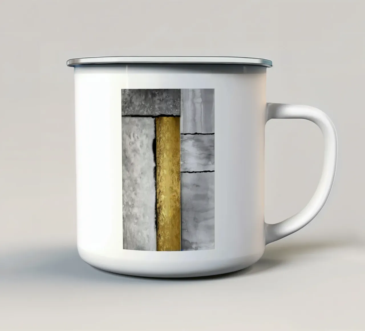Gray abstract art a golden rectangle tazza in smalto da vintageshop
