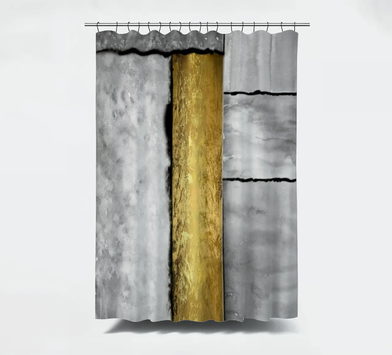Gray abstract art a golden rectangle tenda da doccia da vintageshop