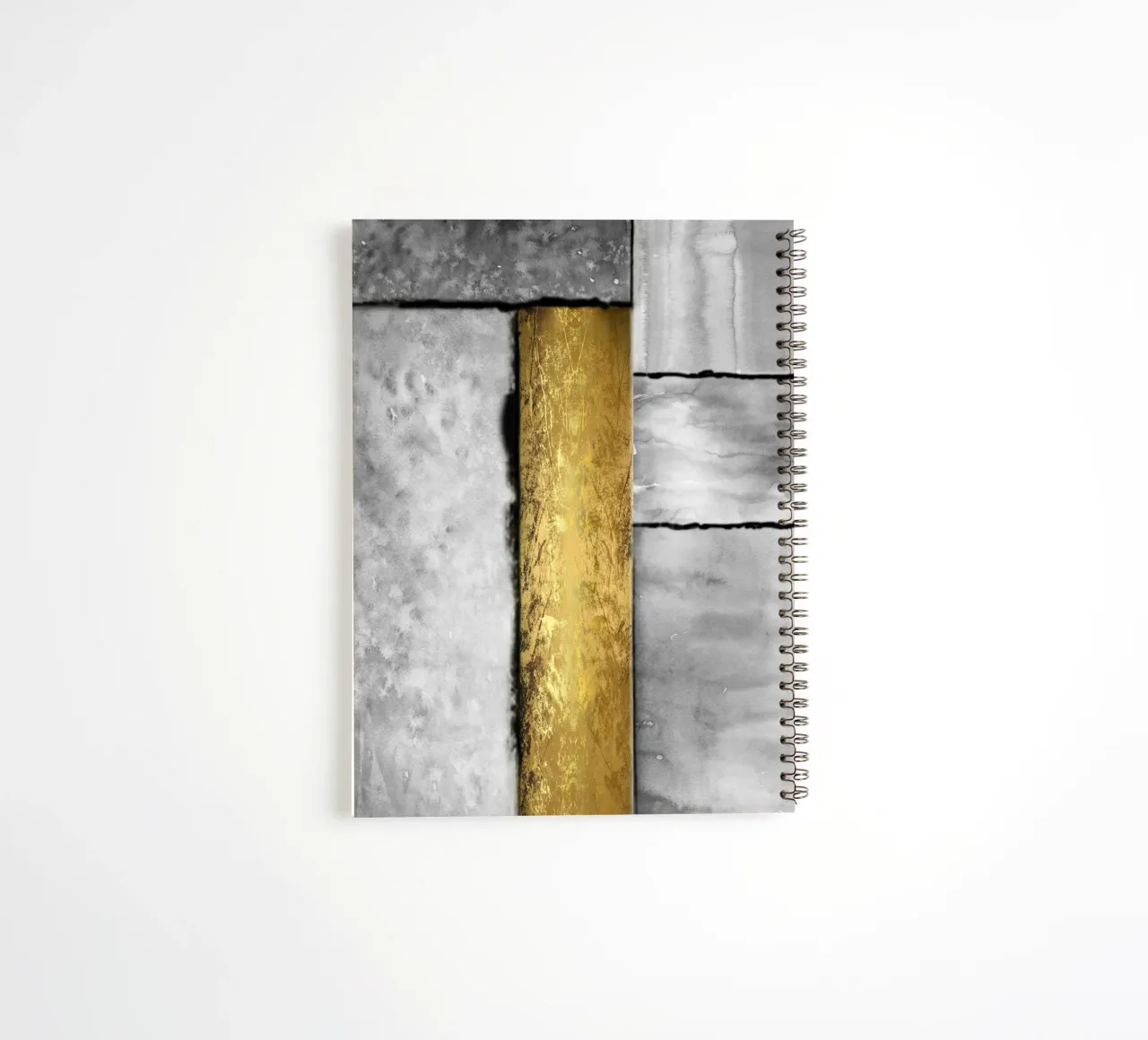 Gray abstract art a golden rectangle spiral notebook by vintageshop