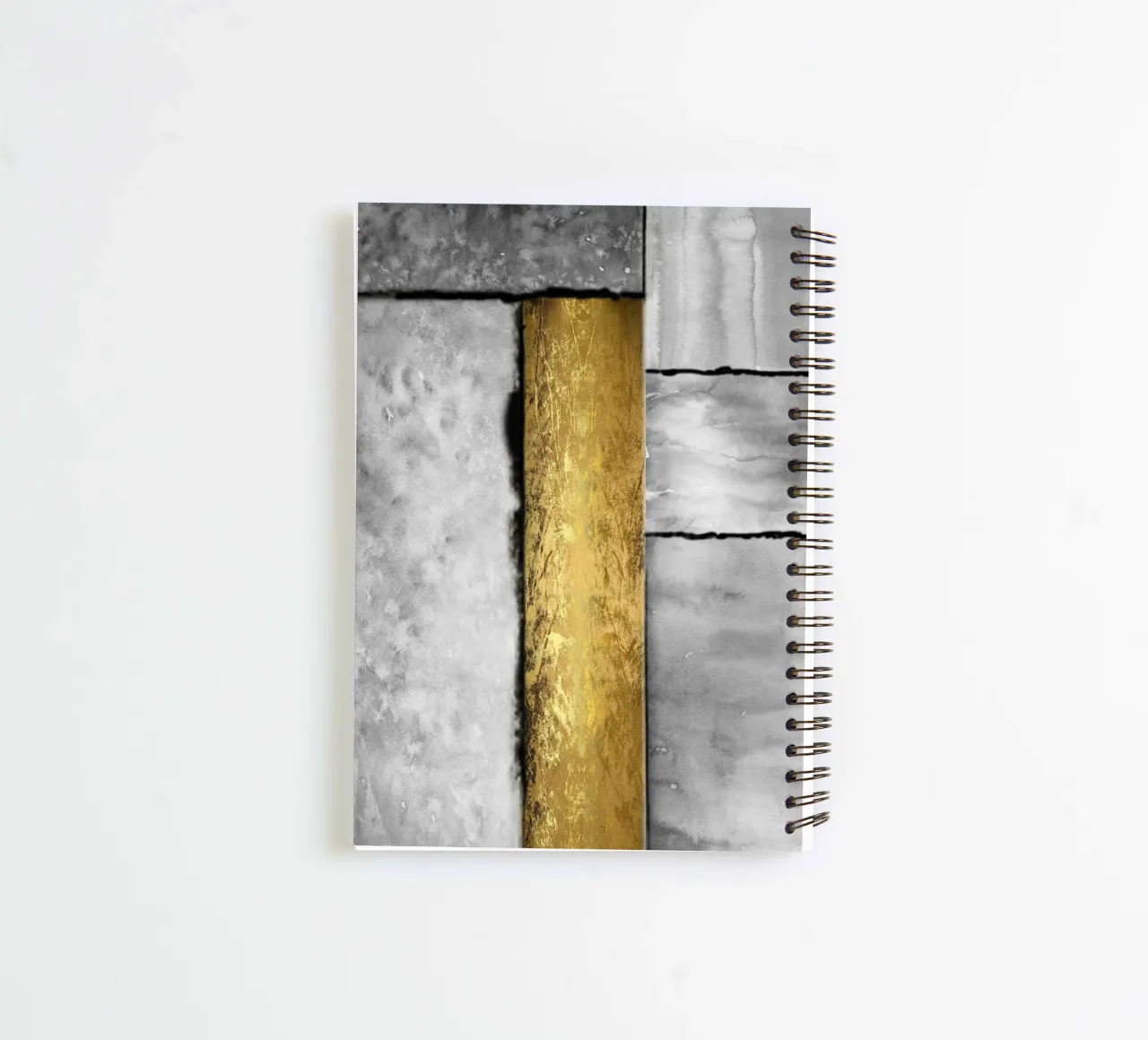 Gray abstract art a golden rectangle spiral notebook by vintageshop