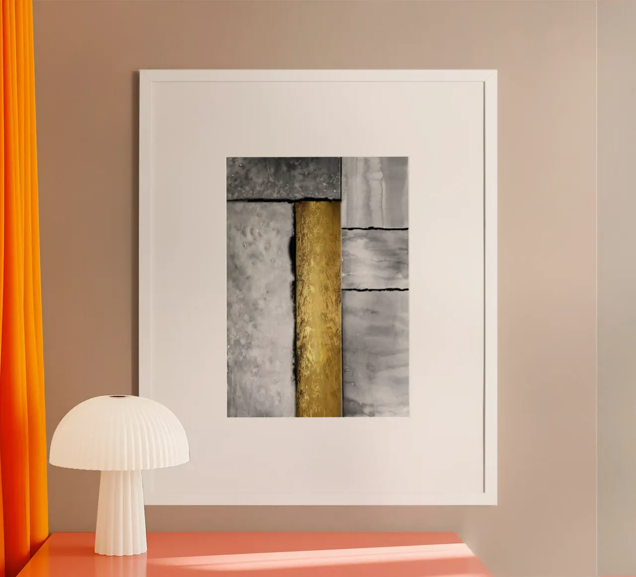 Gray abstract art a golden rectangle carta hahnemühle da vintageshop