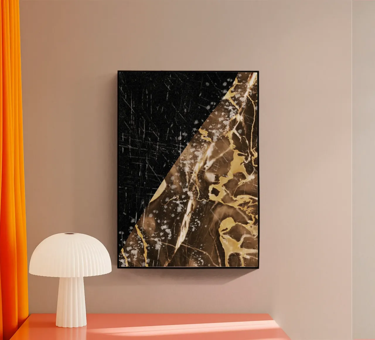 Abstract art black with gold plexiglass da vintageshop